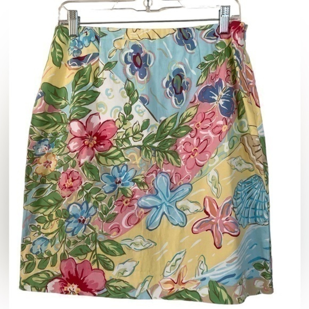 Talbots Floral A-Line Skirt in Pastel Yellow, Blue, Pink, Green